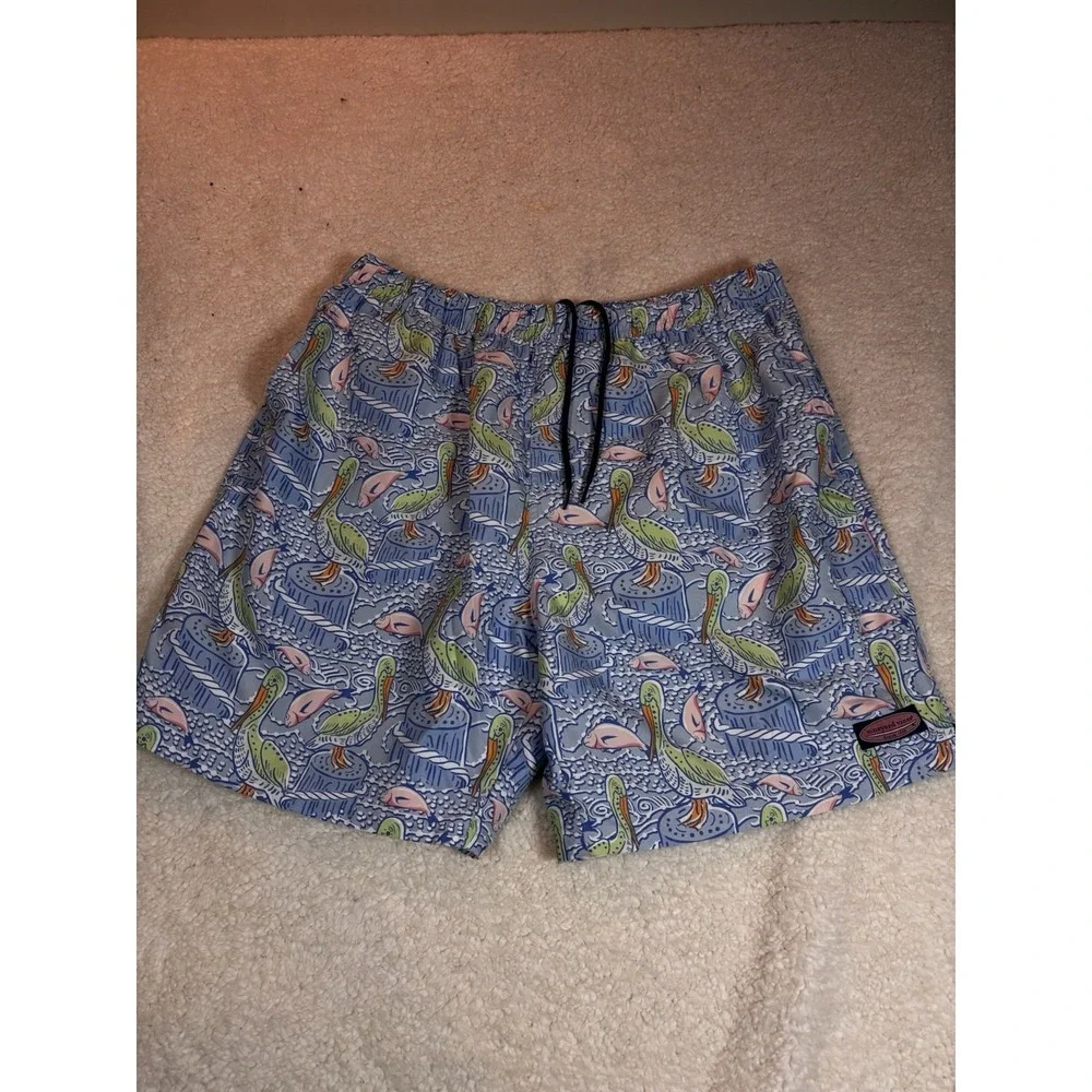 Vineyard Vines Swim Trunks Mens‎  Blue Pelican Fish Size Xl